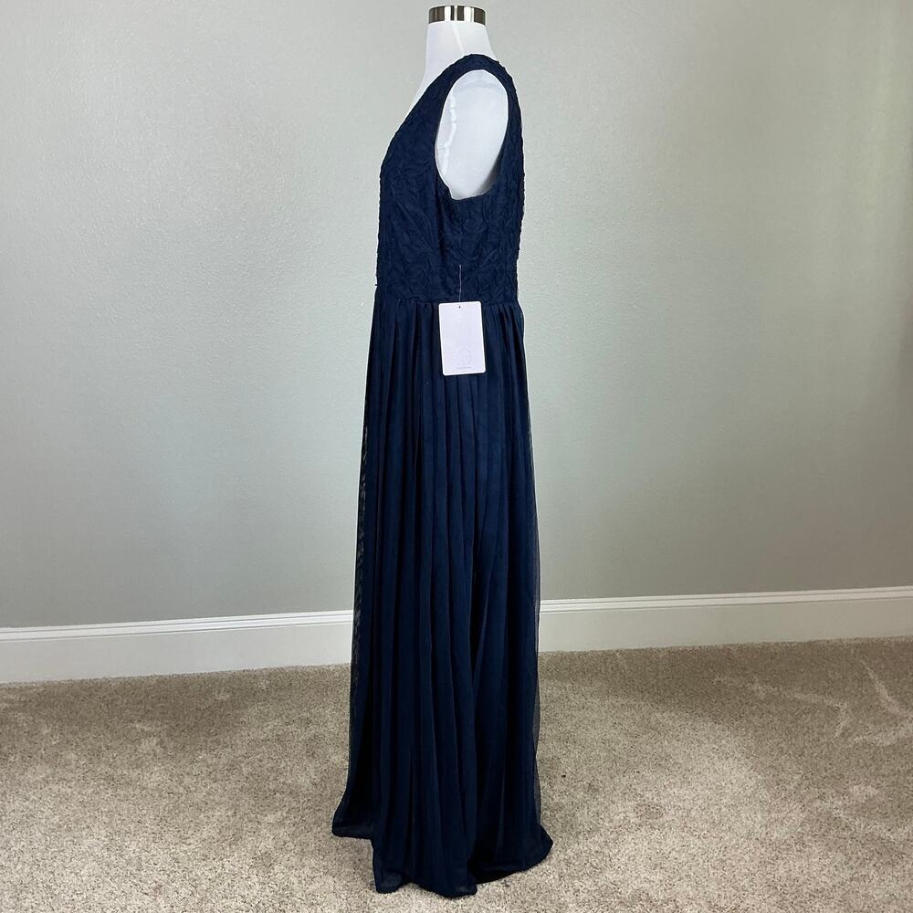 JS Collections Lace and Chiffon Sleeveless Long Evening Gown Blue Size 12 Dress - Picture 6 of 13